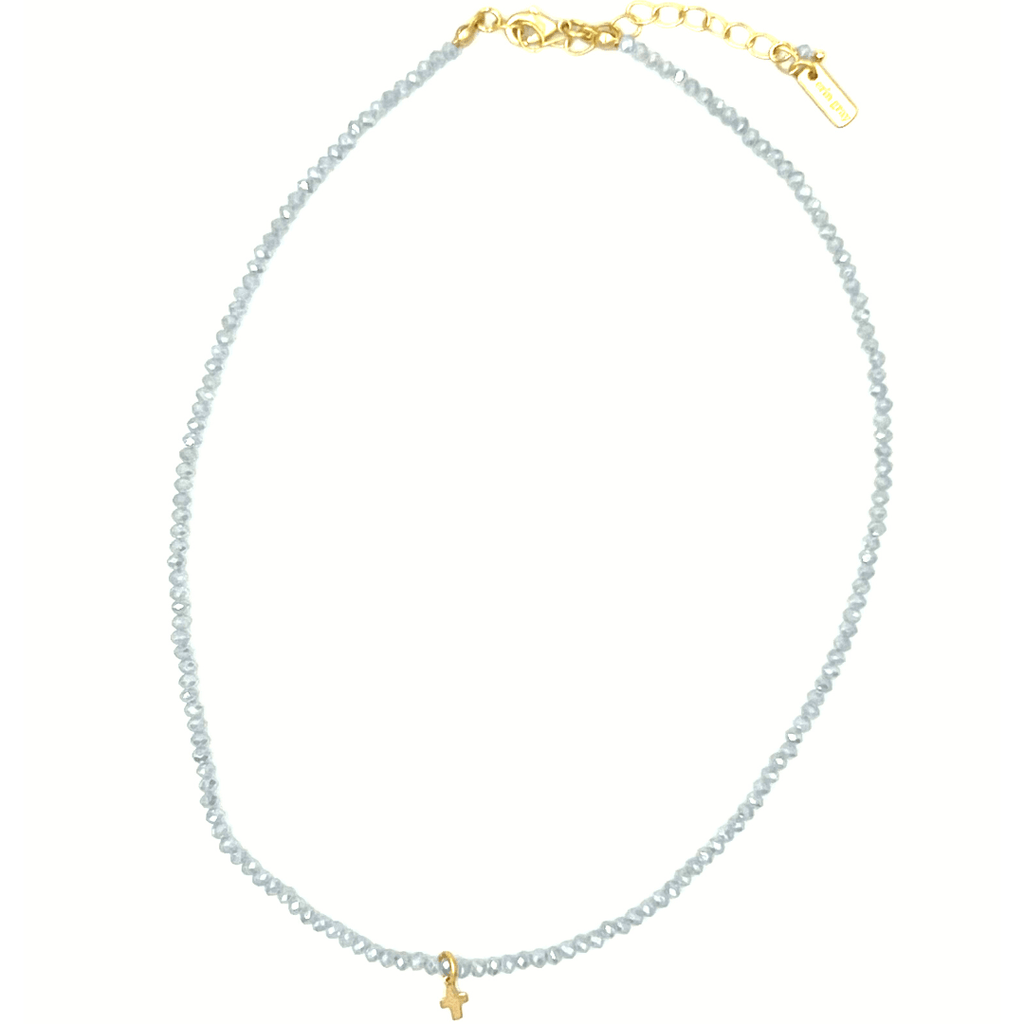 erin gray:Luxe Cross on Pale Blue Necklace