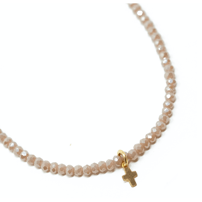 erin gray:Luxe Cross on Palest Pink Necklace