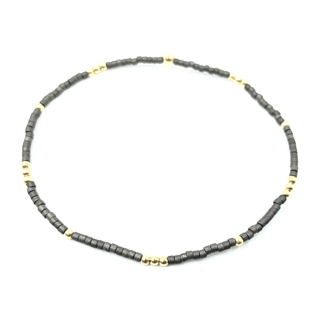 erin gray:2mm Newport GRAPHITE + Gold Filled Waterproof Bracelet