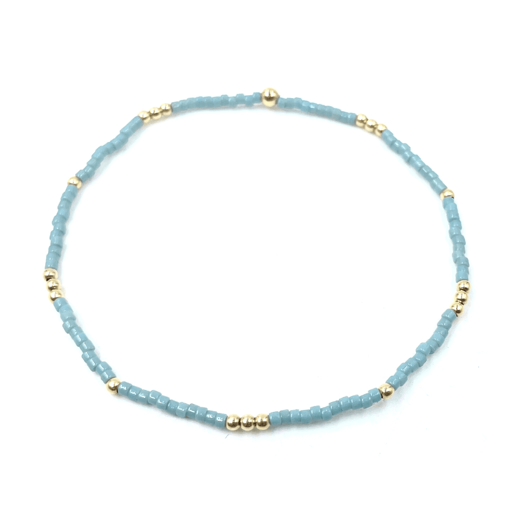 erin gray:2mm Newport PALE TURQUOISE Blue + Gold Filled Waterproof Bracelet