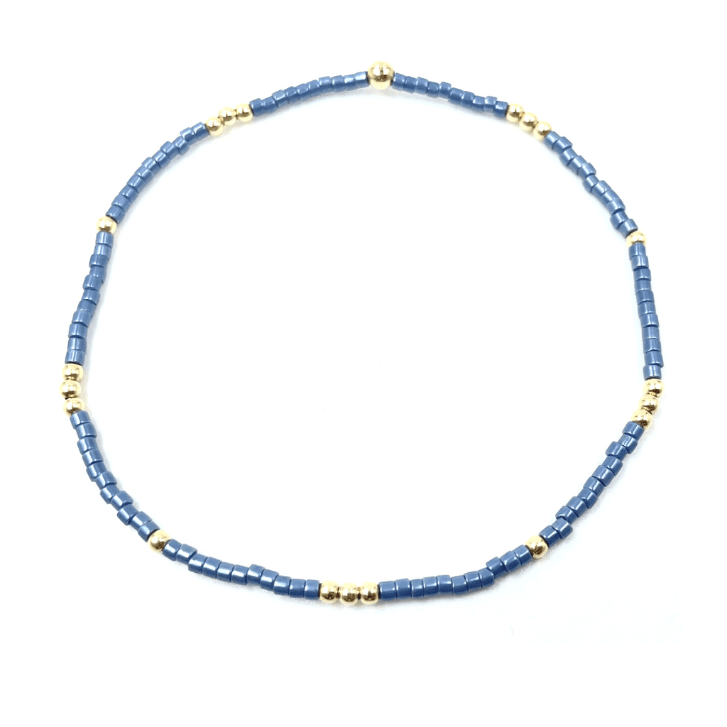 erin gray:2mm Newport STEEL BLUE + Gold Filled Waterproof Bracelet