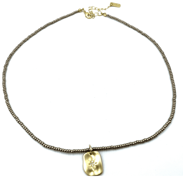 erin gray:Organic Starburst on Bronze Beaded Necklace