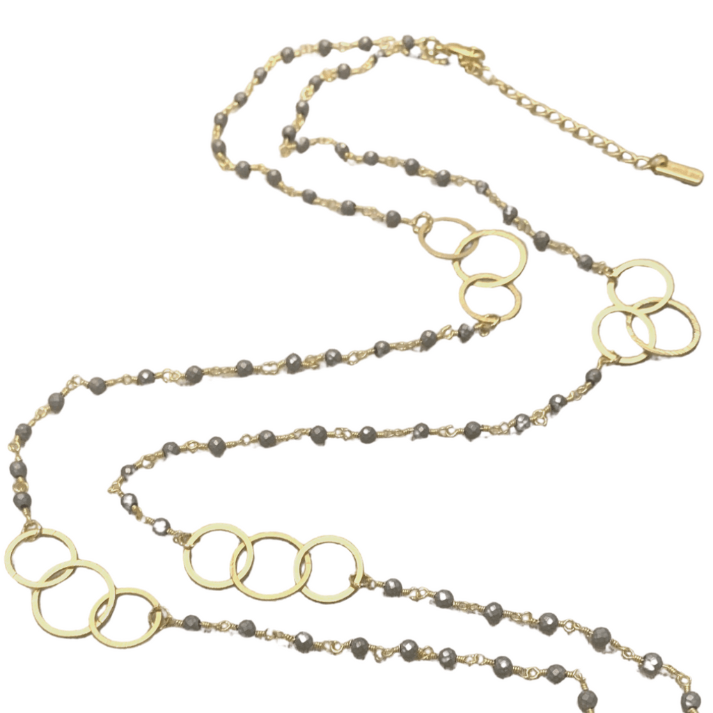 erin gray:Peace and Love Gold Hoops Long Necklace