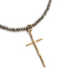 erin gray:Prayer Cross on Pyrite Necklace in Gold