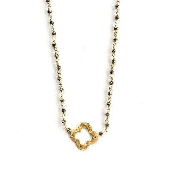 erin gray:Pyrite + Clover Short Necklace