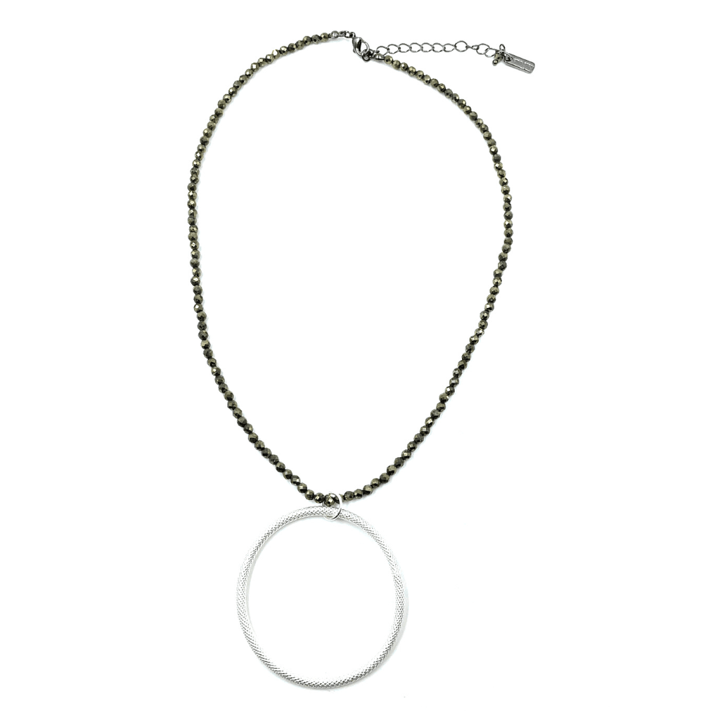 erin gray:Silver Circle of Love on Natural Pyrite Necklace