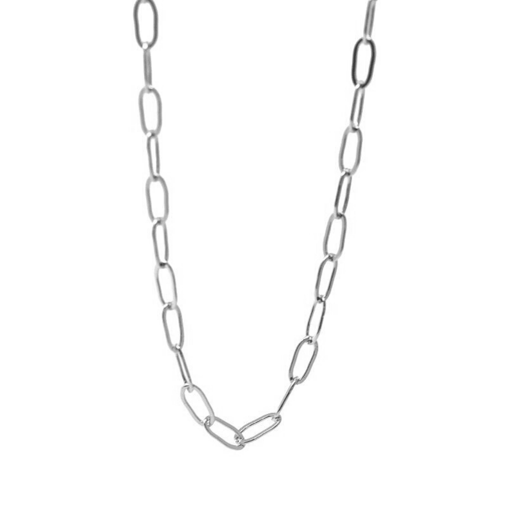 erin gray:Sterling Silver Long Paperclip Essential Layering Necklace