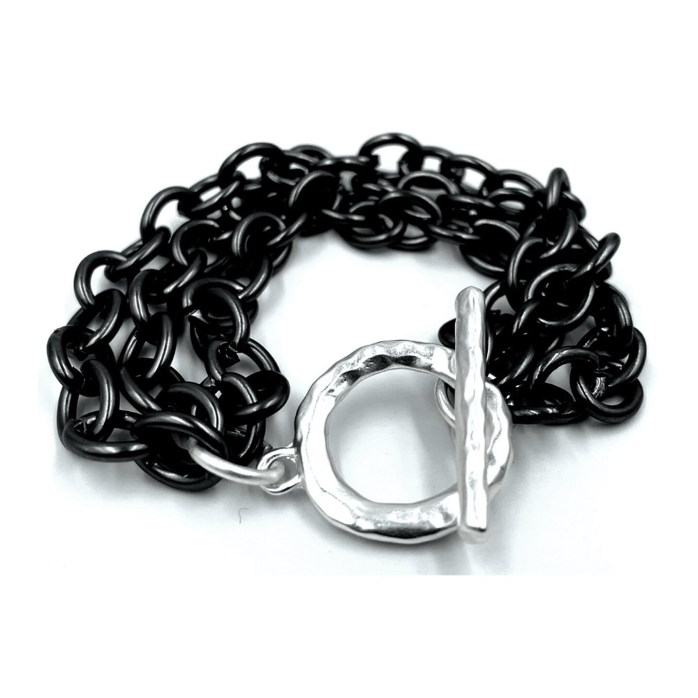 erin gray:The Harley Bracelet in Gunmetal + Silver,small