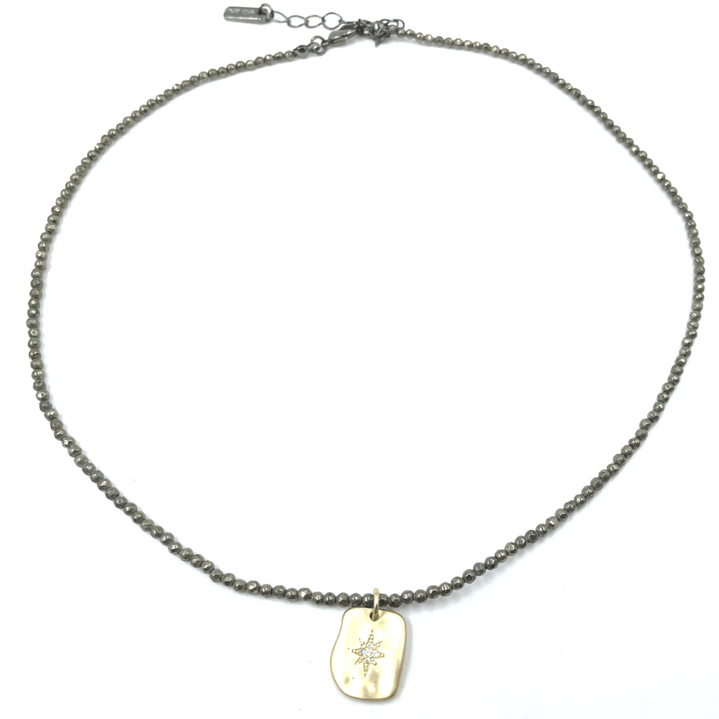 erin gray:Organic Starburst on Pyrite Beaded Necklace