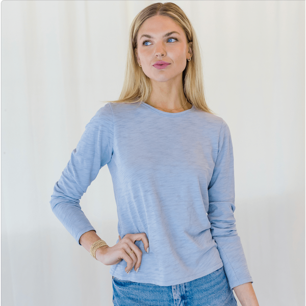 erin gray:The Classic Tee in Blue - Long Sleeve,XS